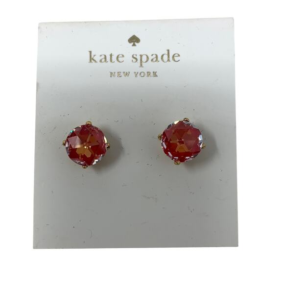 Kate Spade Rise & Shine Stud Earrings In Garnet Reddish Pink NEW - Picture 2 of 2